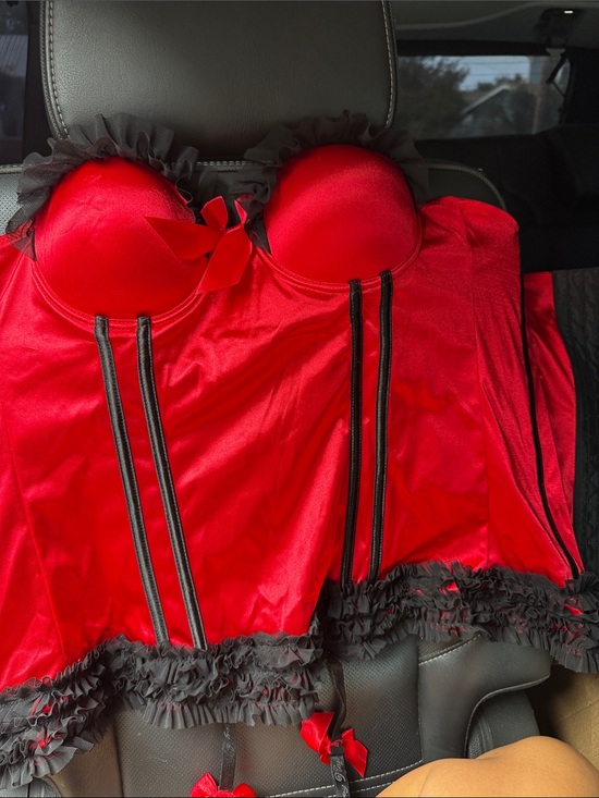 PLAYBOY Other - PLAYBOY Red Satin Bustier with Black Trim